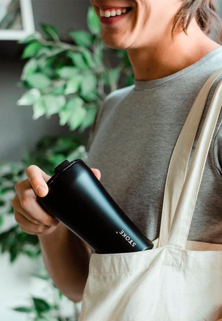 Sttoke Leakproof Insulated Ceramic Cup 12oz Midnight Black