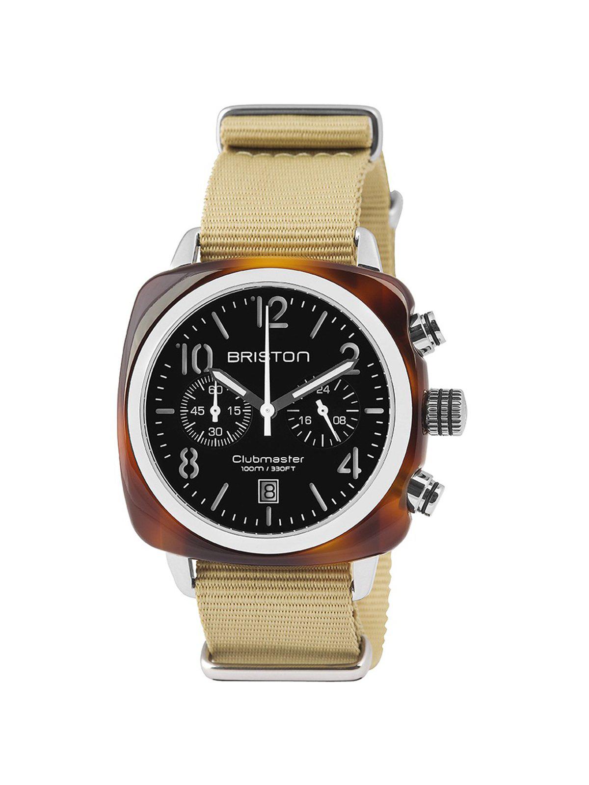 Briston Clubmaster Classic Acetate Chronograph Tortoise Shell Black Dial 40mm - MORE by Morello Indonesia