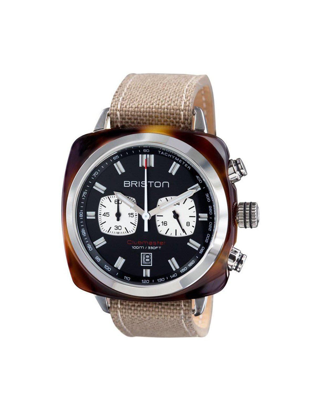 Briston Clubmaster Sport Acetate Chronograph Khaki With Black Dial 42mm - MORE by Morello Indonesia
