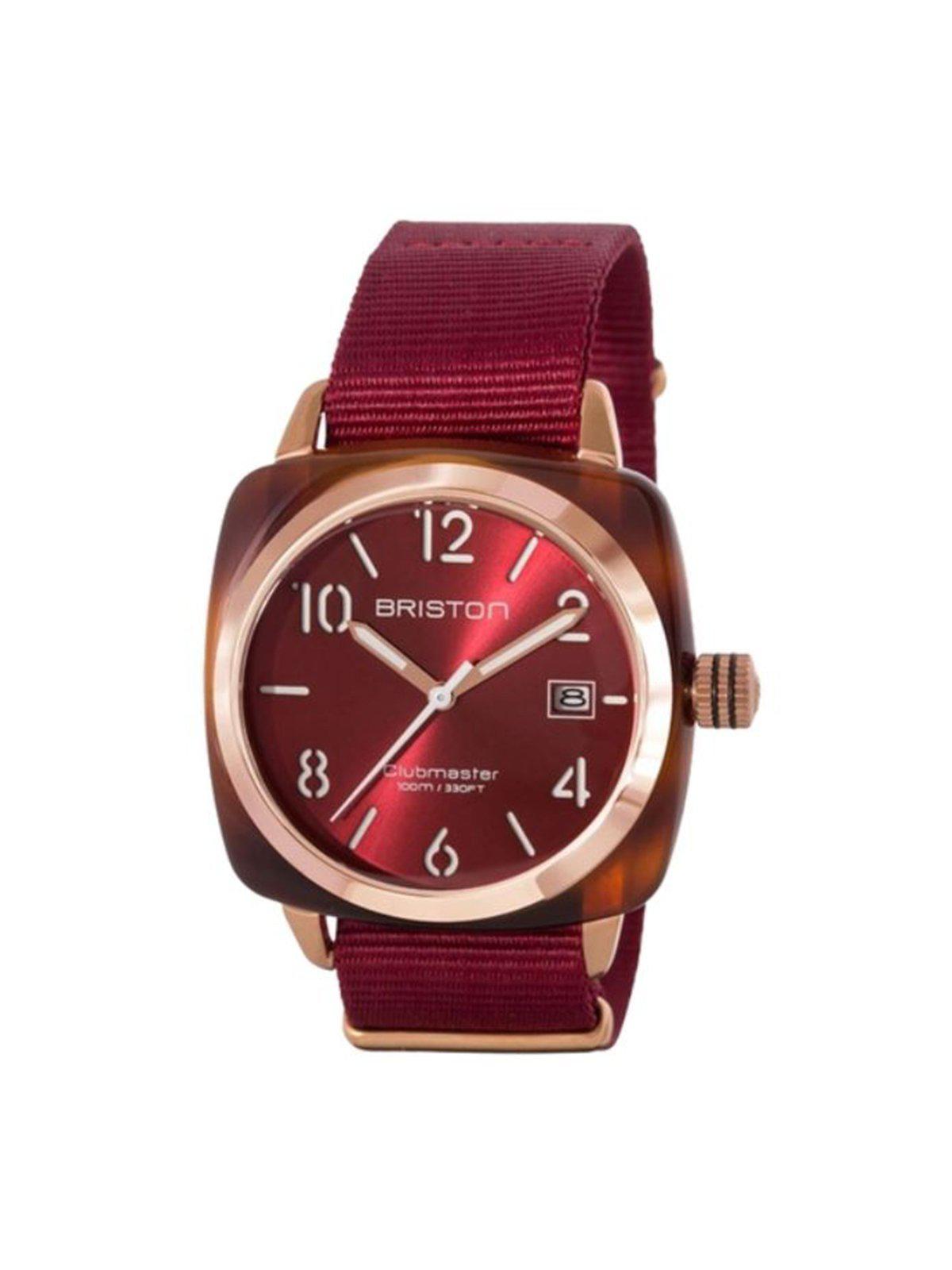 Briston Clubmaster Classic Acetate HMS Gold Red Sunray Dial 40mm - MORE by Morello Indonesia