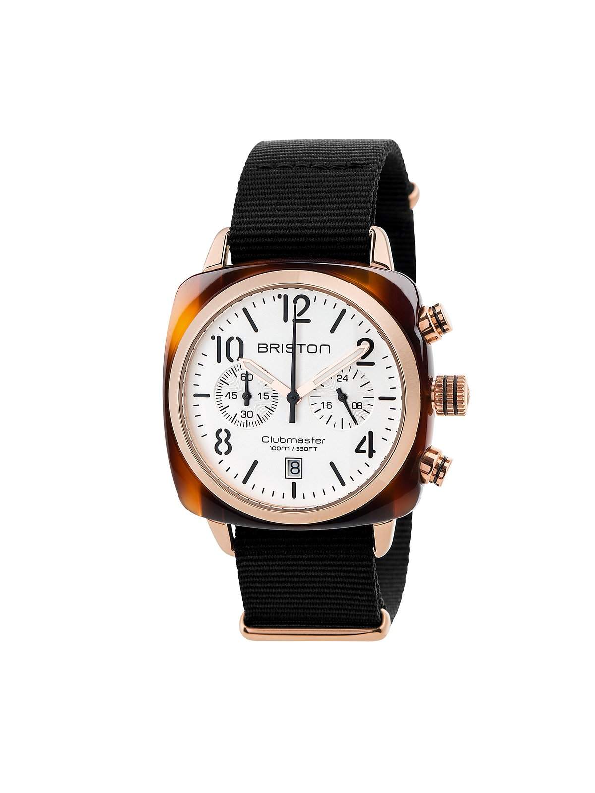 Briston Clubmaster Classic Acetate Chronograph Gold White Dial And Rose Gold 40mm - MORE by Morello Indonesia
