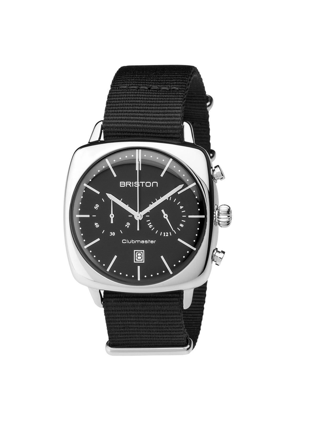 Briston Clubmaster Vintage Steel Chronograph Black Dial Black Nato Strap 42mm - MORE by Morello Indonesia
