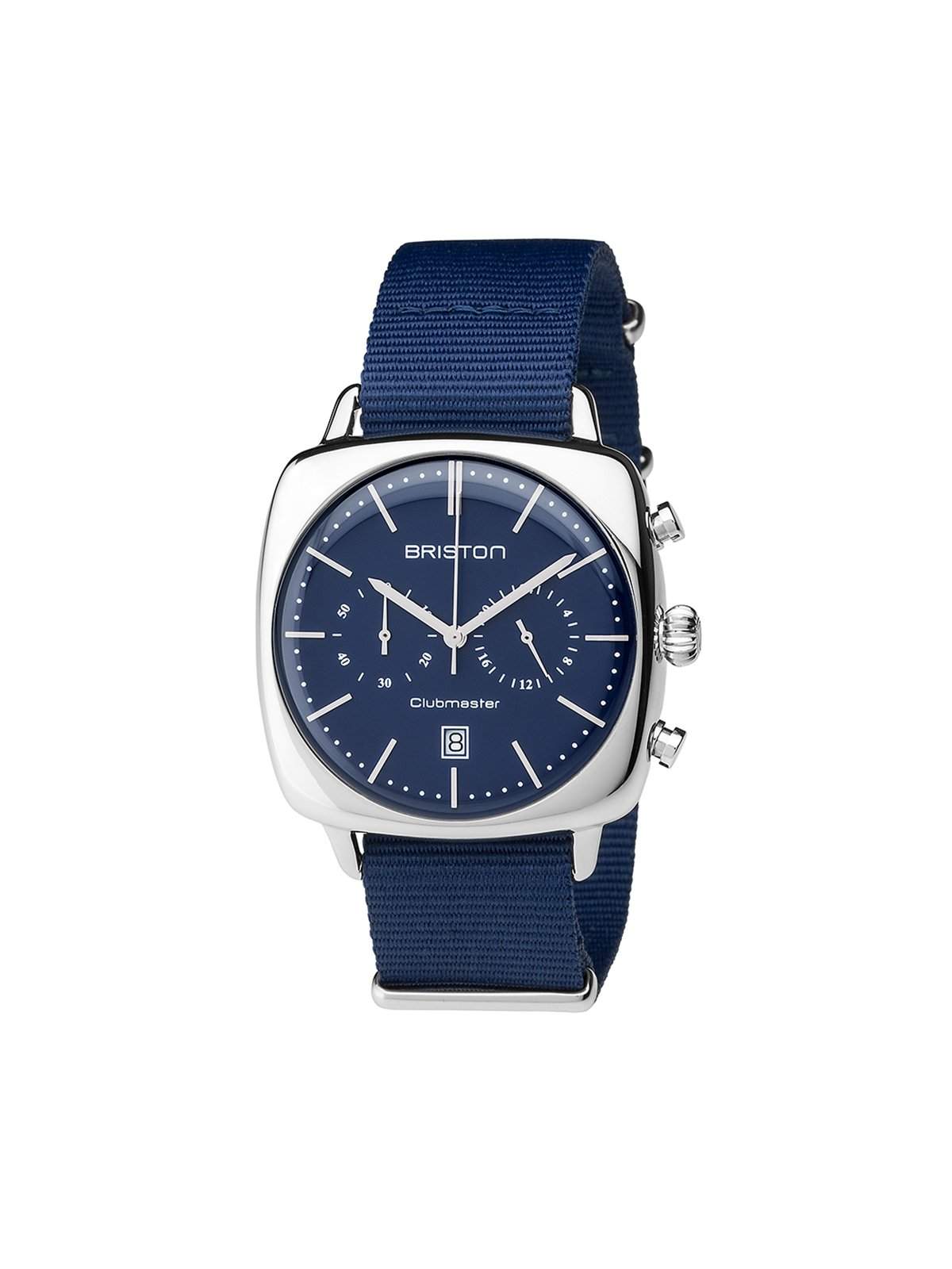 Briston Clubmaster Vintage Steel Chronograph Navy Blue Matt Dial Navy Blue Nato Strap 40mm - MORE by Morello Indonesia