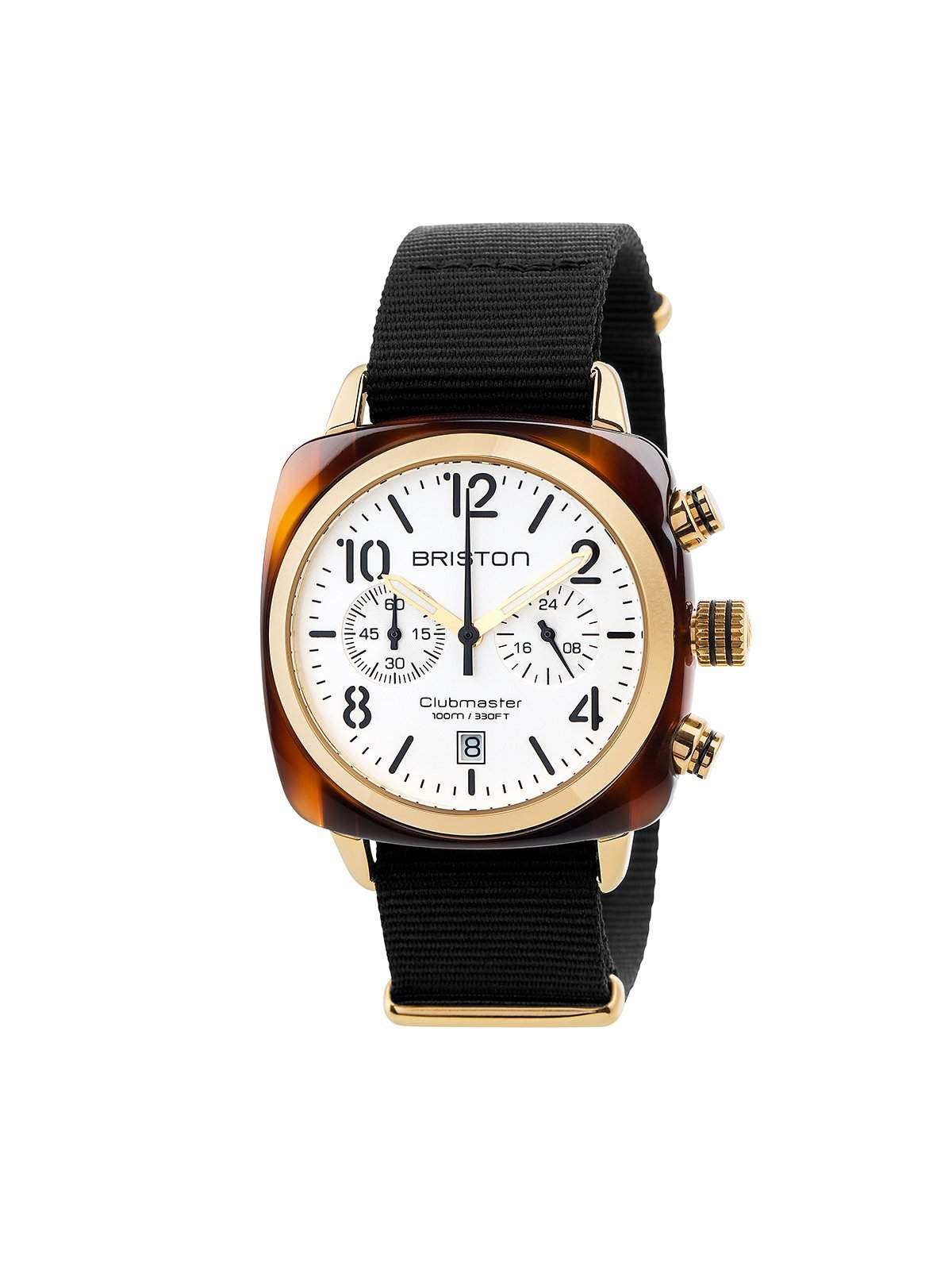 Briston Clubmaster Classic Acetate Chronograph Gold White Dial And Yellow Gold 40mm - MORE by Morello Indonesia