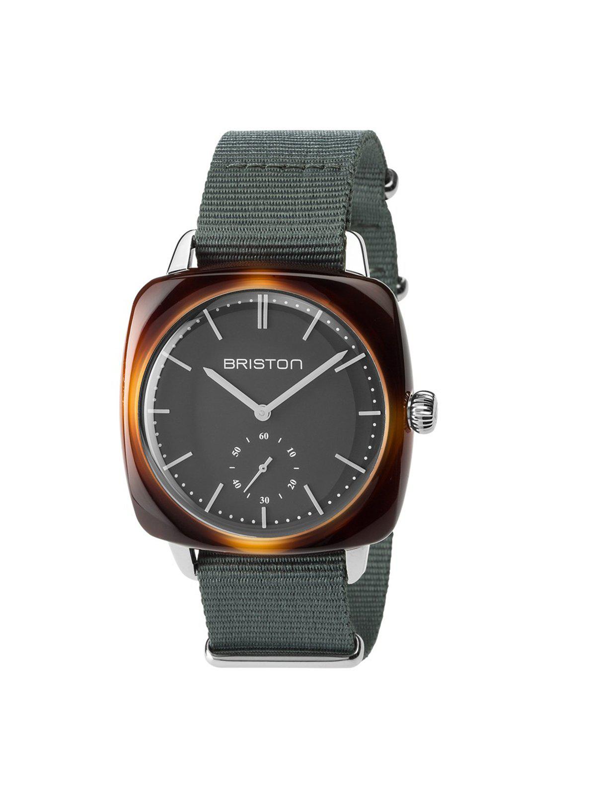 Briston Clubmaster Vintage Acetate Small Second Tortoise Grey Strap With Grey Dial 40mm - MORE by Morello Indonesia