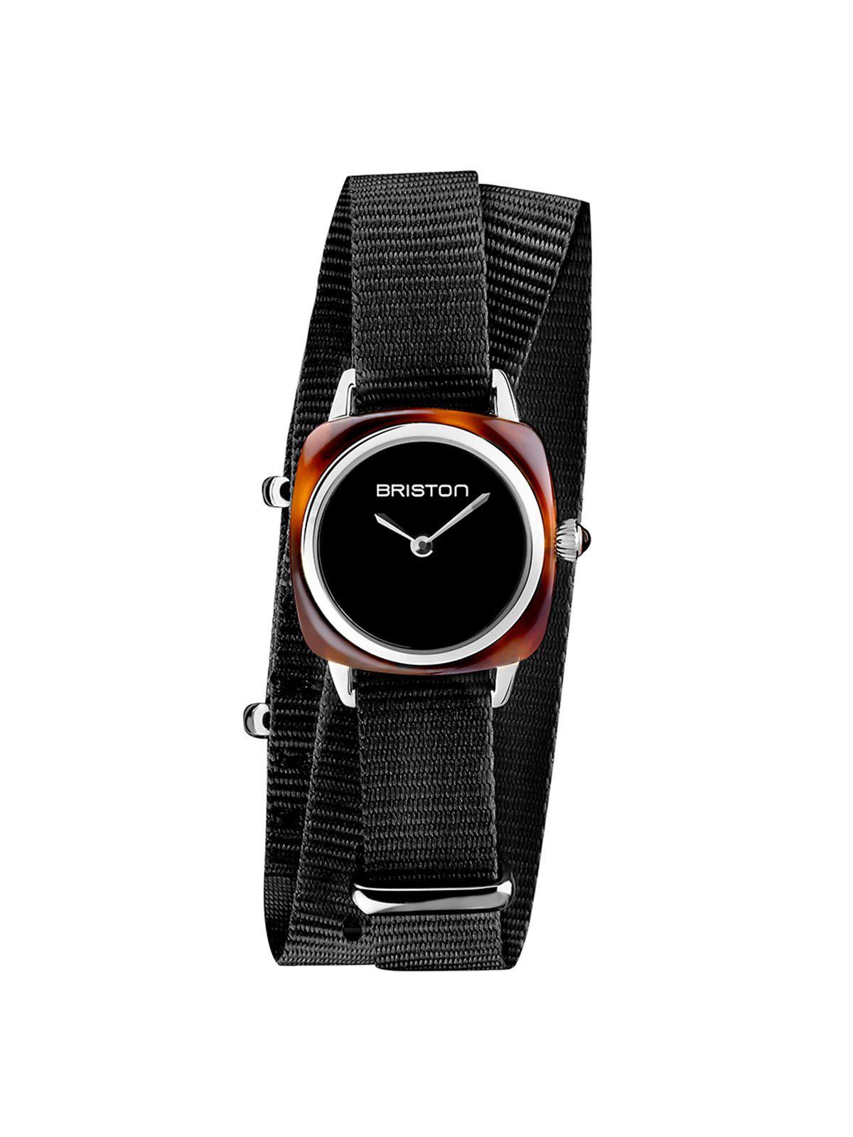 Briston Clubmaster Lady Acetate HM Tortoise Shell Black Dial Black Double Tour Nato Strap 24mm - MORE by Morello Indonesia