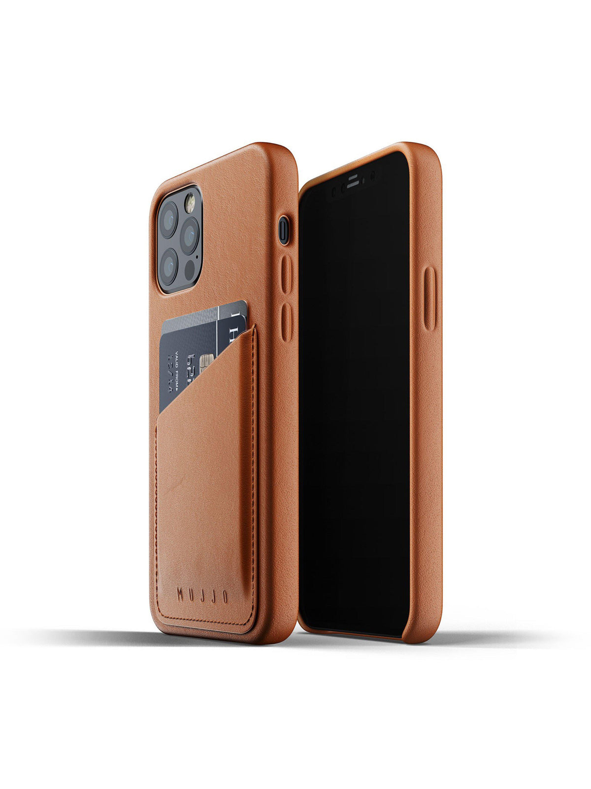 Mujjo Full Leather Wallet Case for iPhone 12 &amp; 12 Pro Tan