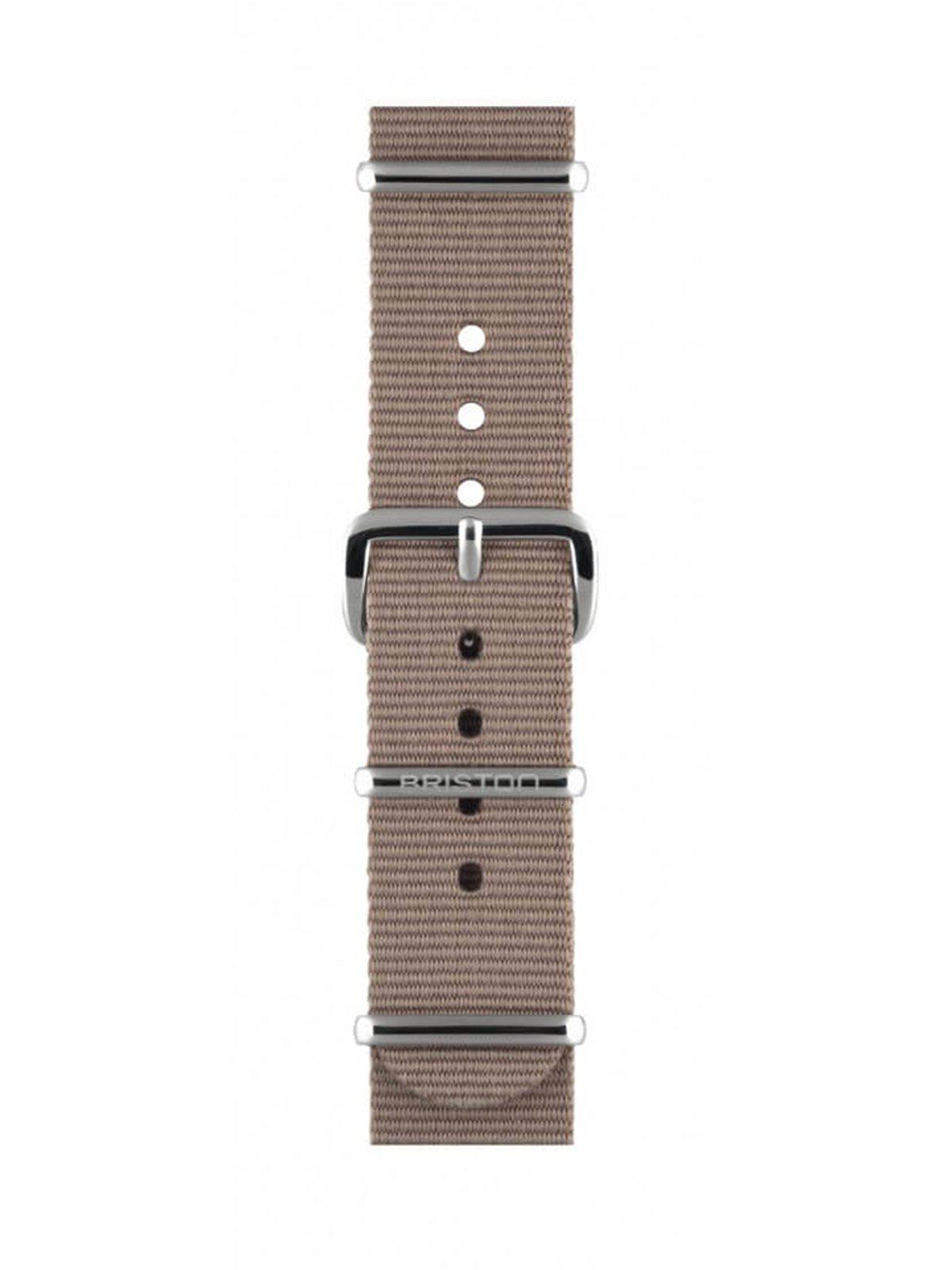 Briston Nato Strap Taupe Grey Polished Steel 18mm - MORE by Morello Indonesia
