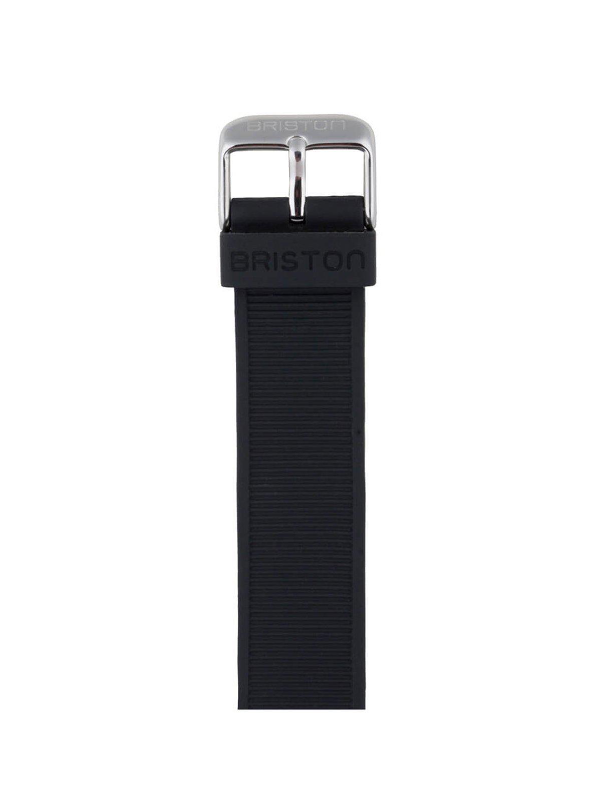 Briston Rubber Strap Black Polished Steel 20mm - MORE by Morello Indonesia