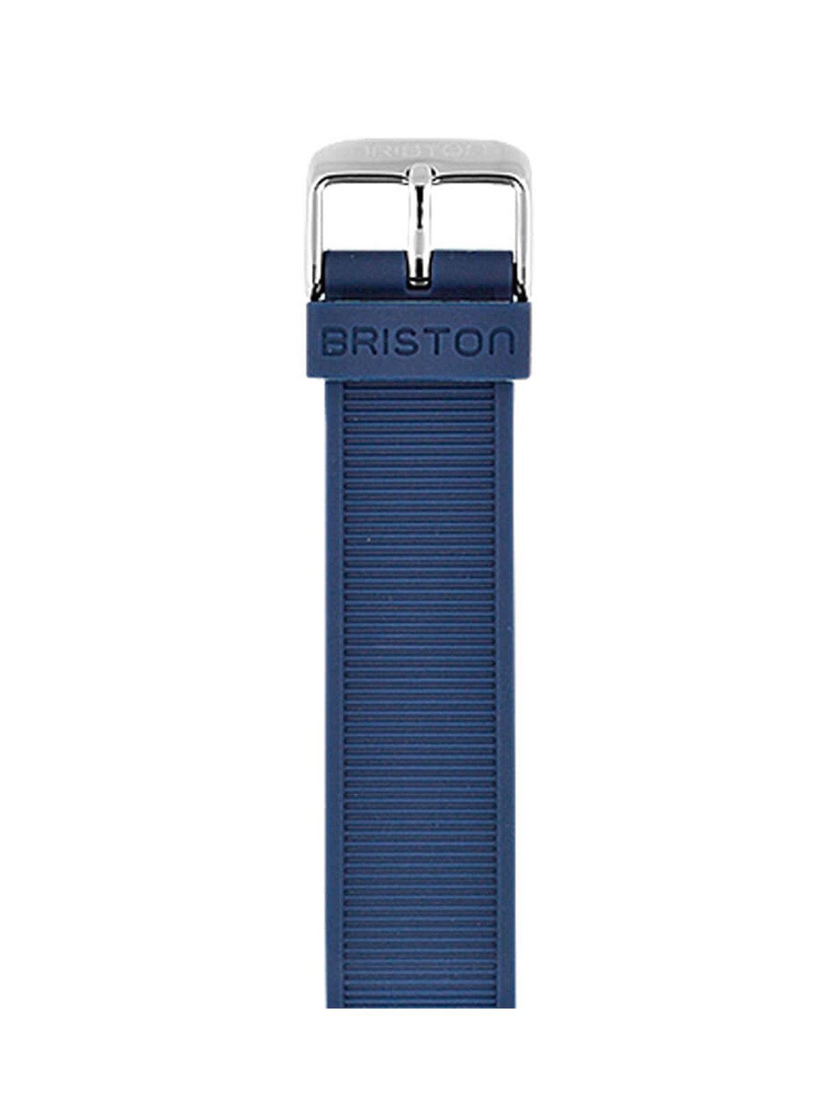 Briston Rubber Strap Navy Blue Polished Steel 20mm - MORE by Morello Indonesia