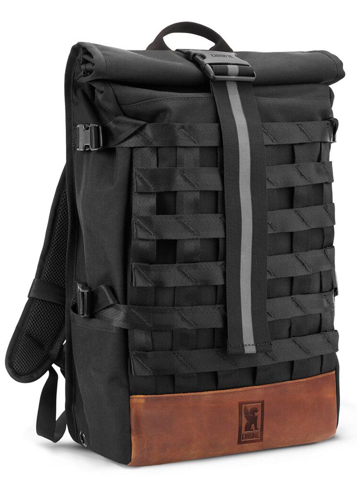 Chrome Industries Barrage Cargo Backpack Black Brown Leather