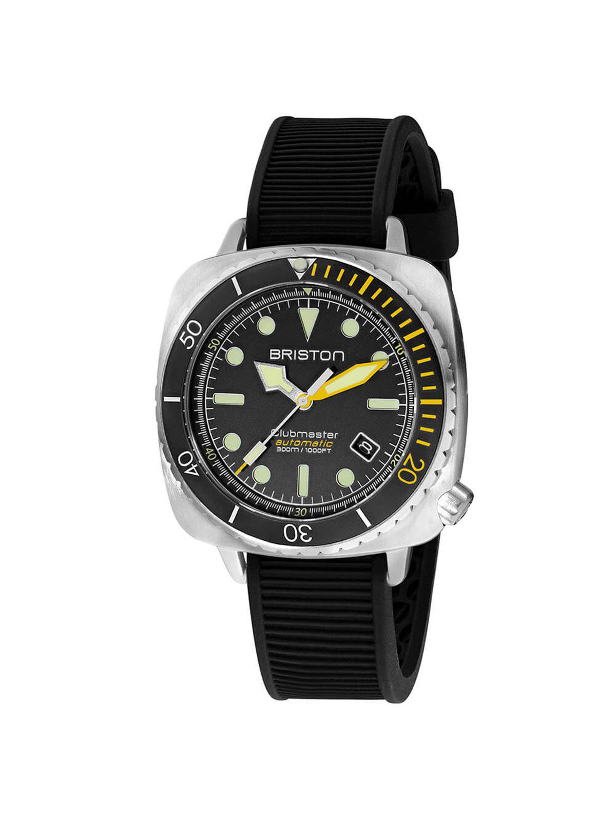 Briston Clubmaster Diver Pro Automatic Steel Black Rubber Strap 44mm - MORE by Morello Indonesia