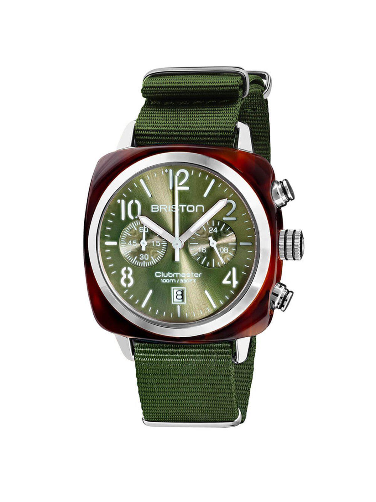 Briston Clubmaster Classic Acetate Chronograph Green Olive Sunray 40mm - MORE by Morello Indonesia