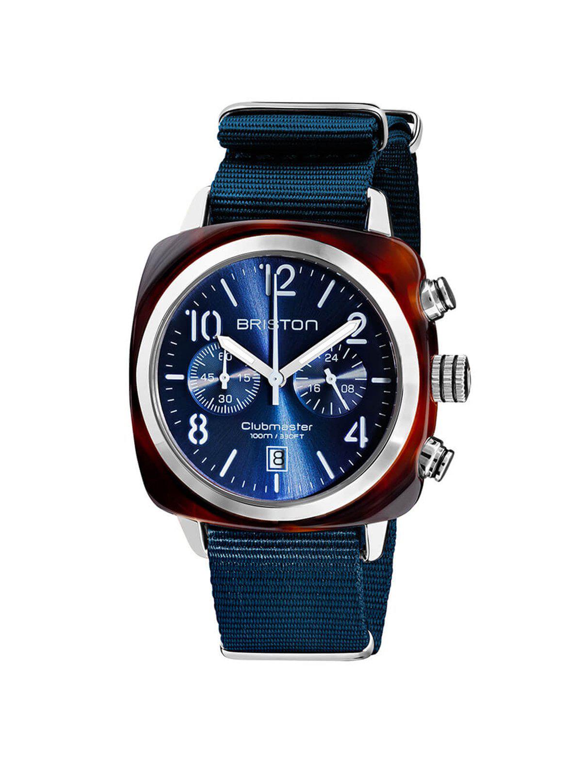 Briston Clubmaster Classic Acetate Chronograph Midnight Blue Sunray 40mm - MORE by Morello Indonesia