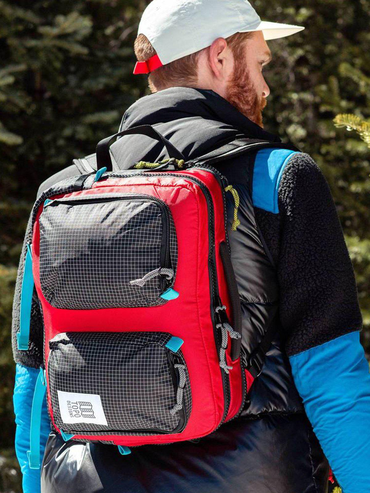 Topo Designs Global Briefcase Red Black Ripstop
