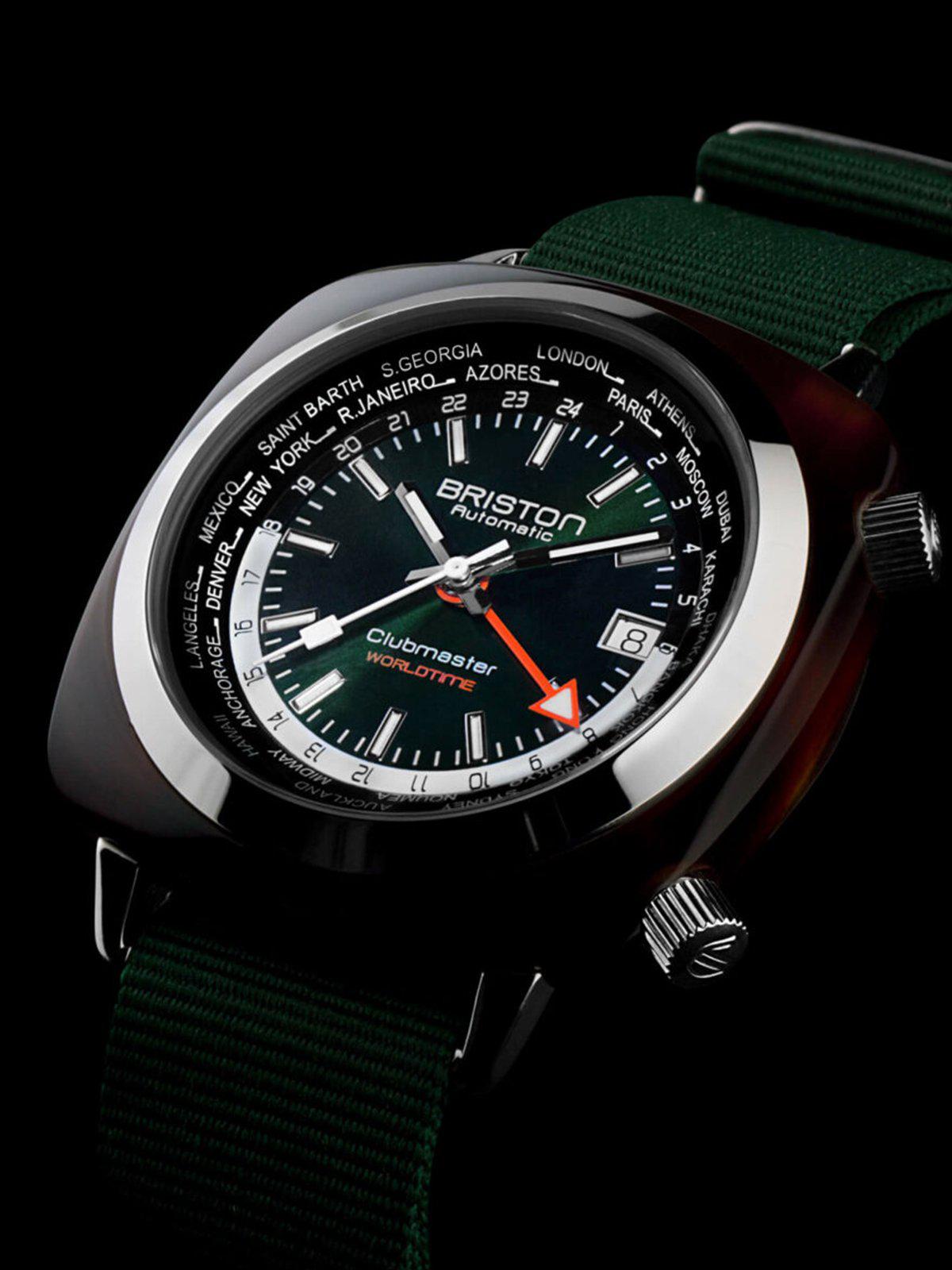 Briston Clubmaster Traveler Worldtime Automatic British Green Sunray 42mm - MORE by Morello Indonesia