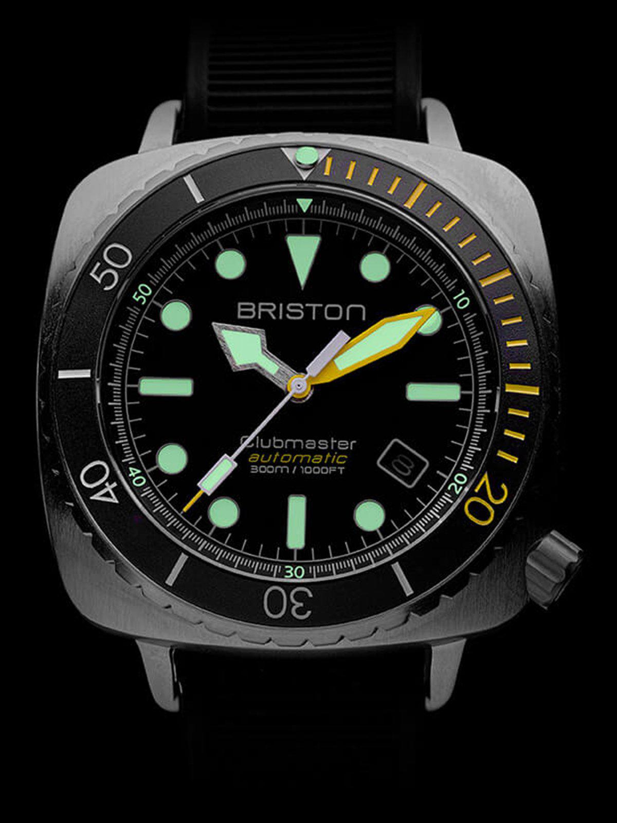 Briston Clubmaster Diver Pro Automatic Steel Black Rubber Strap 44mm - MORE by Morello Indonesia