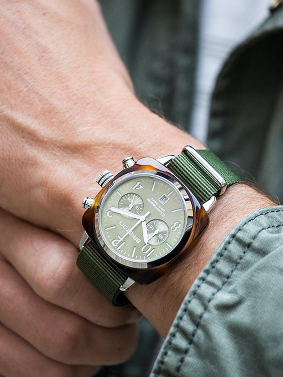 Briston Clubmaster Classic Acetate Chronograph Green Olive Sunray 40mm - MORE by Morello Indonesia