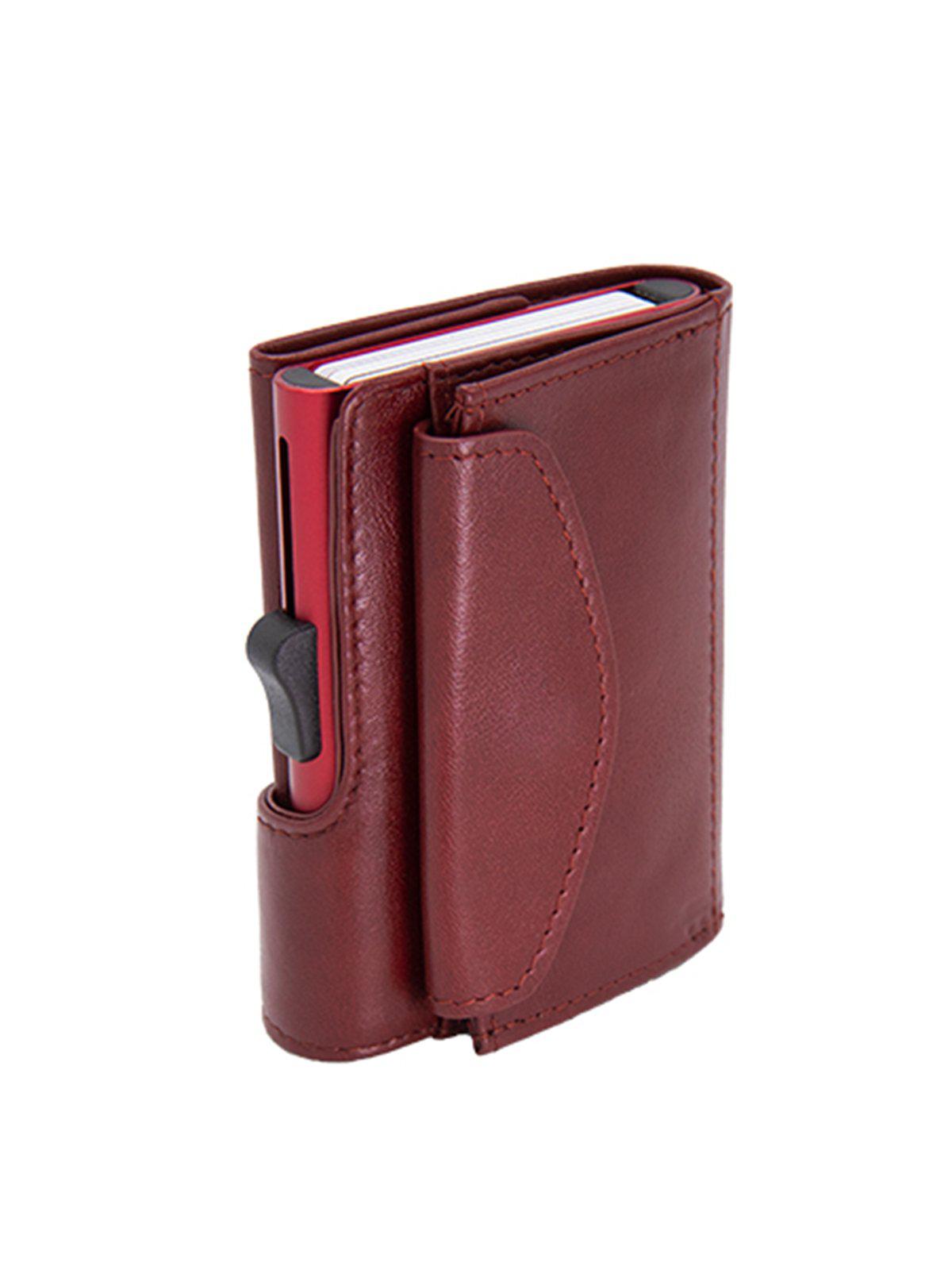 C-Secure XL Italian Leather Wallet with Coin Pouch RFID Red Bordeaux