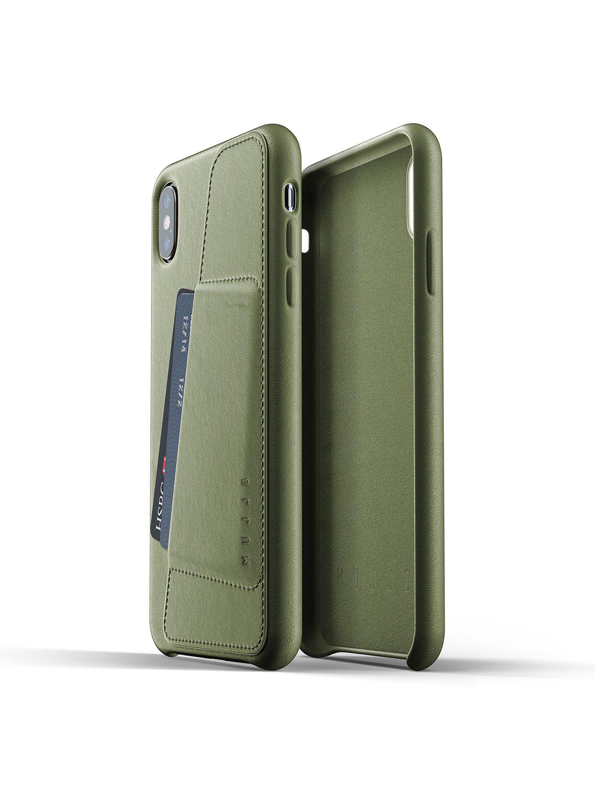Mujjo Full Leather Wallet Case for iPhone XS Max Olive - MORE by Morello Indonesia