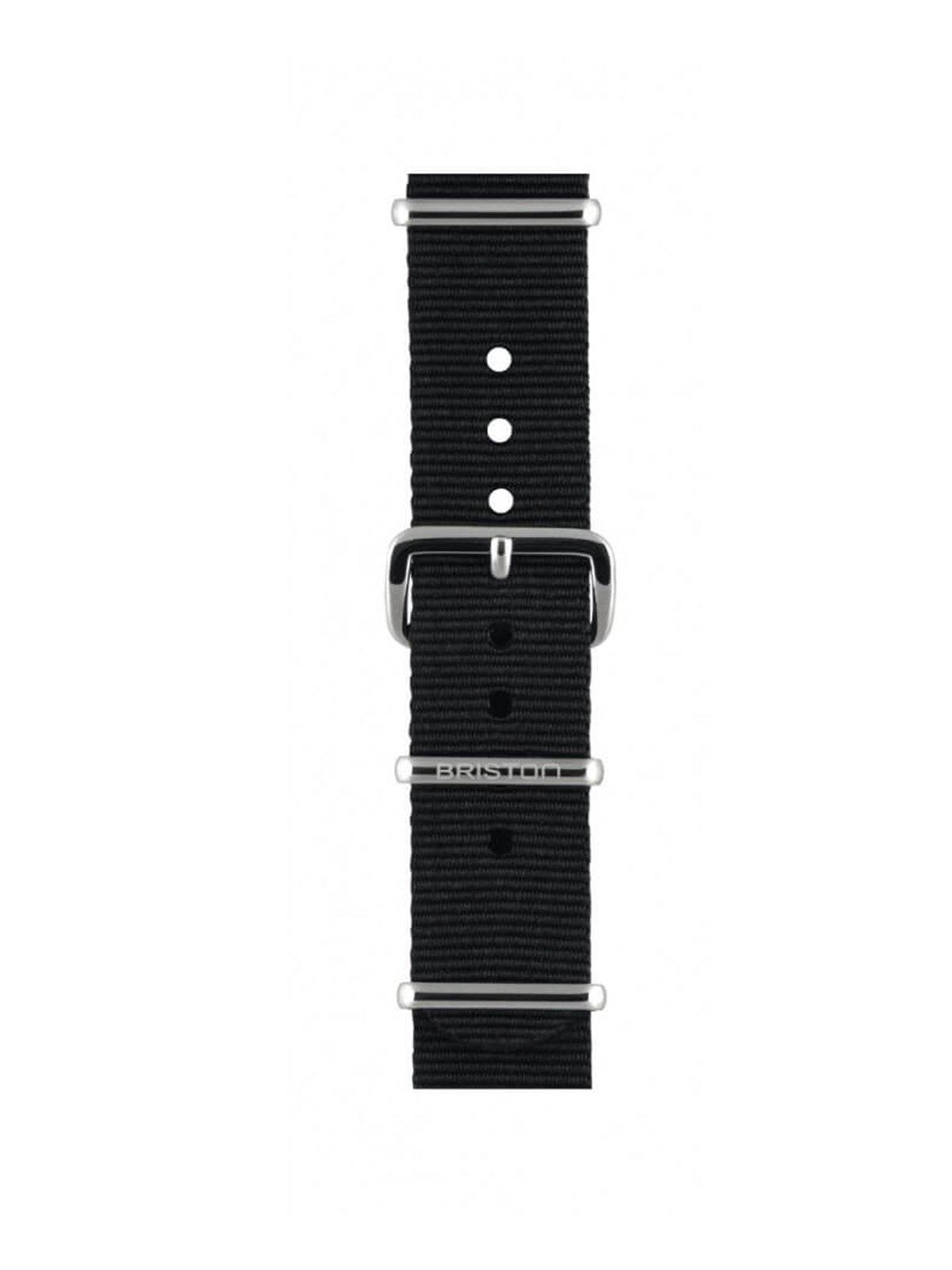 Briston Nato Strap Black Polished Steel 18mm - MORE by Morello Indonesia