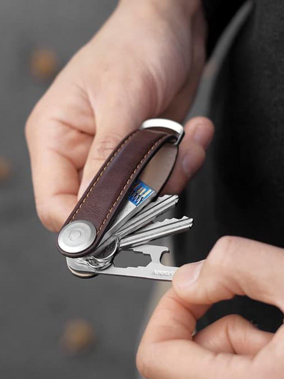 Orbitkey Leather Key Organiser Espresso Brown