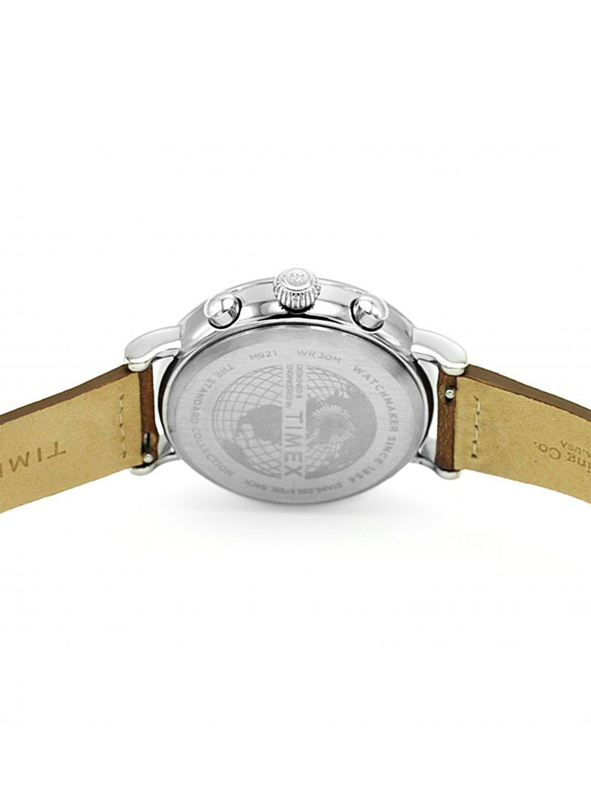 Timex Standard Chrono TW2T68900 41mm Silver Tone Brown Leather Strap - MORE by Morello Indonesia