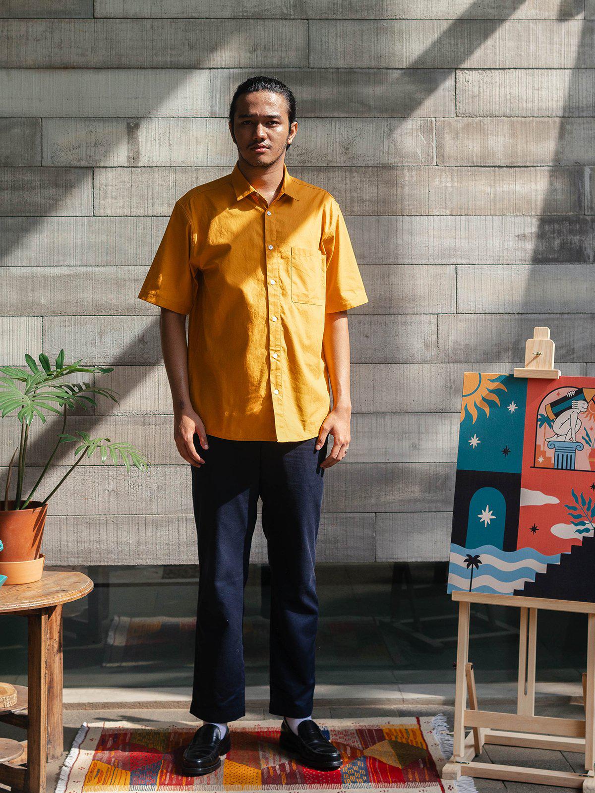 Contentment. Joy Mustard Linen Shirt - MORE by Morello Indonesia