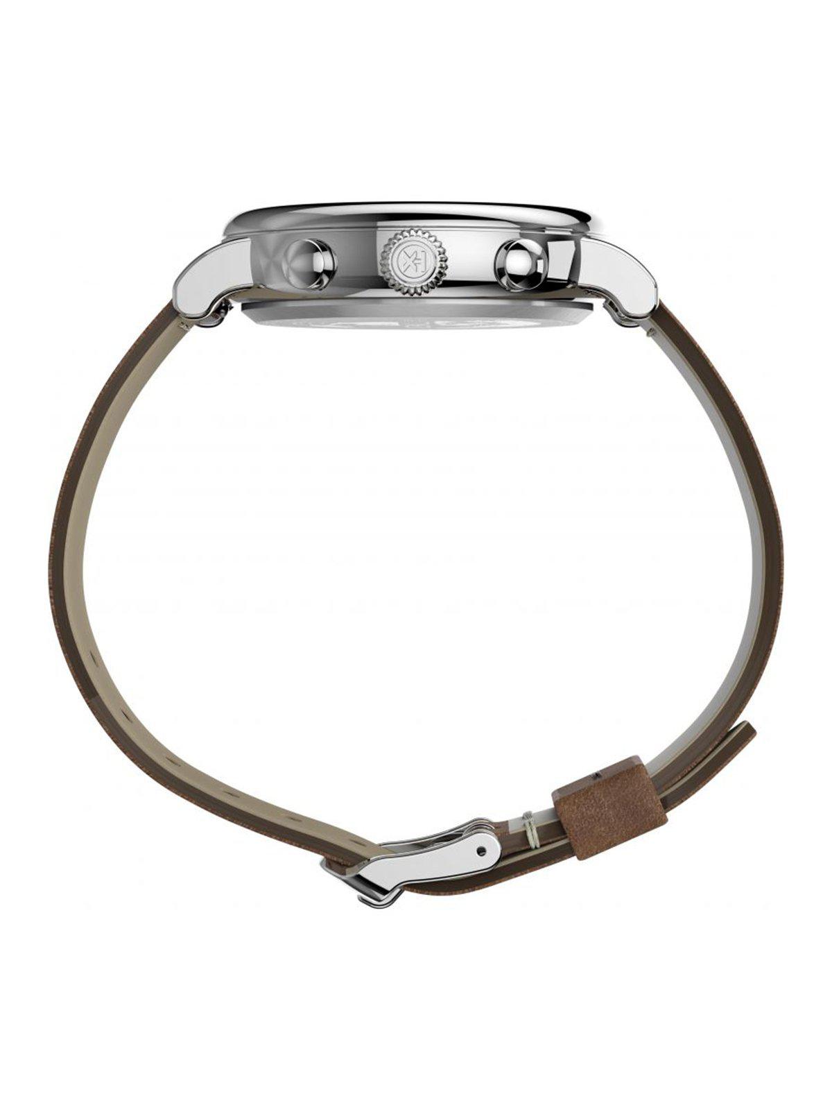 Timex Standard Chrono TW2T68900 41mm Silver Tone Brown Leather Strap - MORE by Morello Indonesia