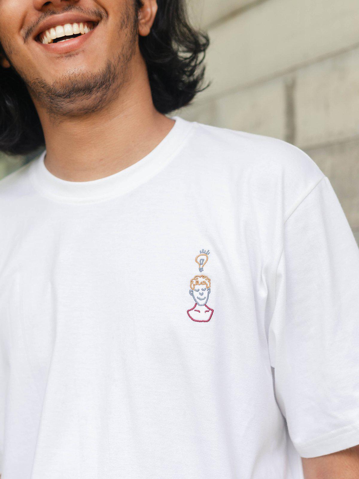 Contentment. EUREKA Embroidery T-Shirt White - MORE by Morello Indonesia