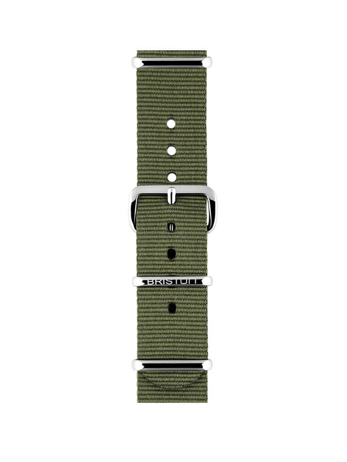 Briston Nato Strap Green Army Polished Steel 18mm - MORE by Morello Indonesia