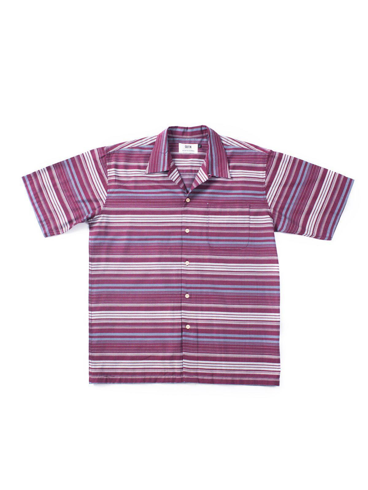Qutn Weekend Shirt Red Grey Stripe - MORE by Morello Indonesia