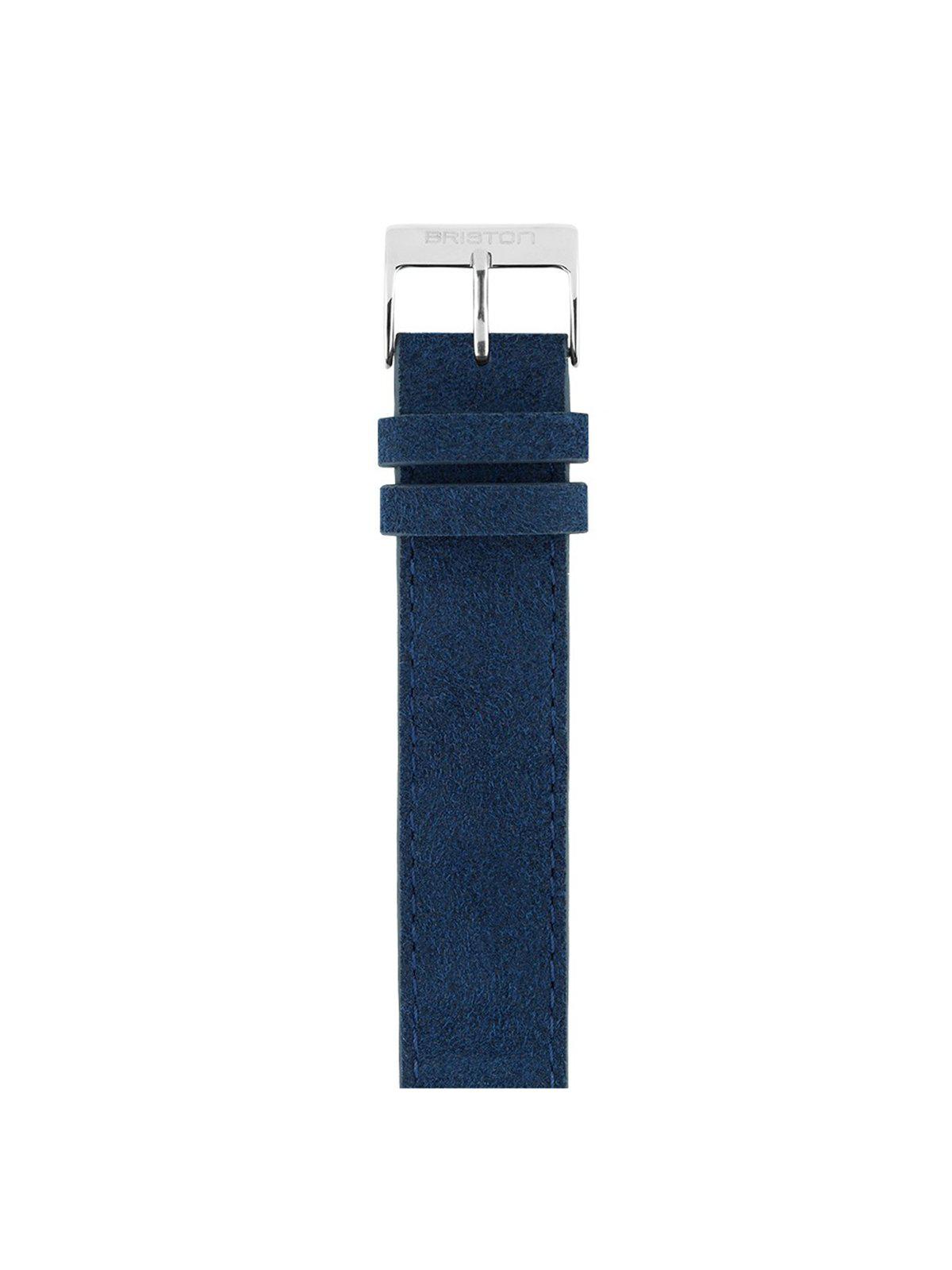 Briston Suede Strap Navy Blue Polished Steel 18mm - MORE by Morello Indonesia