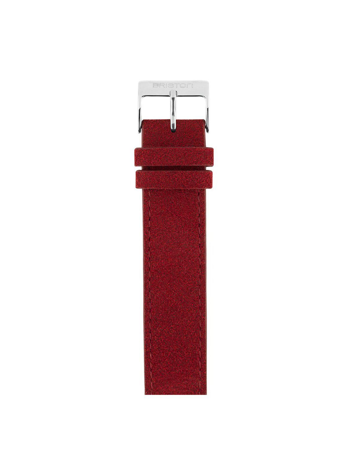 Briston Suede Strap Red Polished Steel 18mm - MORE by Morello Indonesia