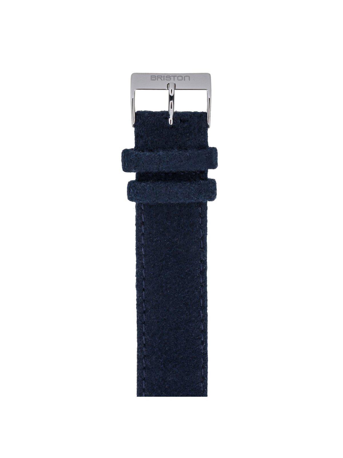 Briston Leather Flannel Strap Navy Blue Polished Steel 20mm - MORE by Morello Indonesia