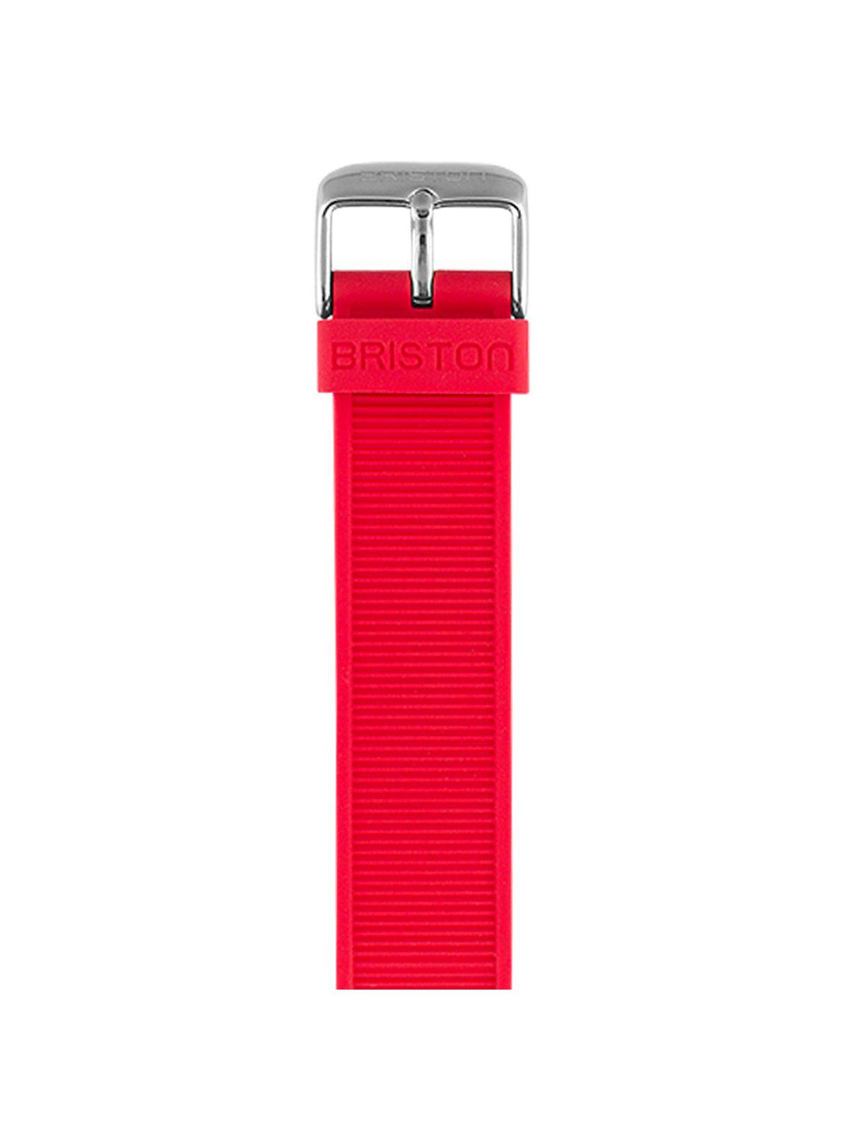 Briston Rubber Strap Red Polished Steel 18mm - MORE by Morello Indonesia