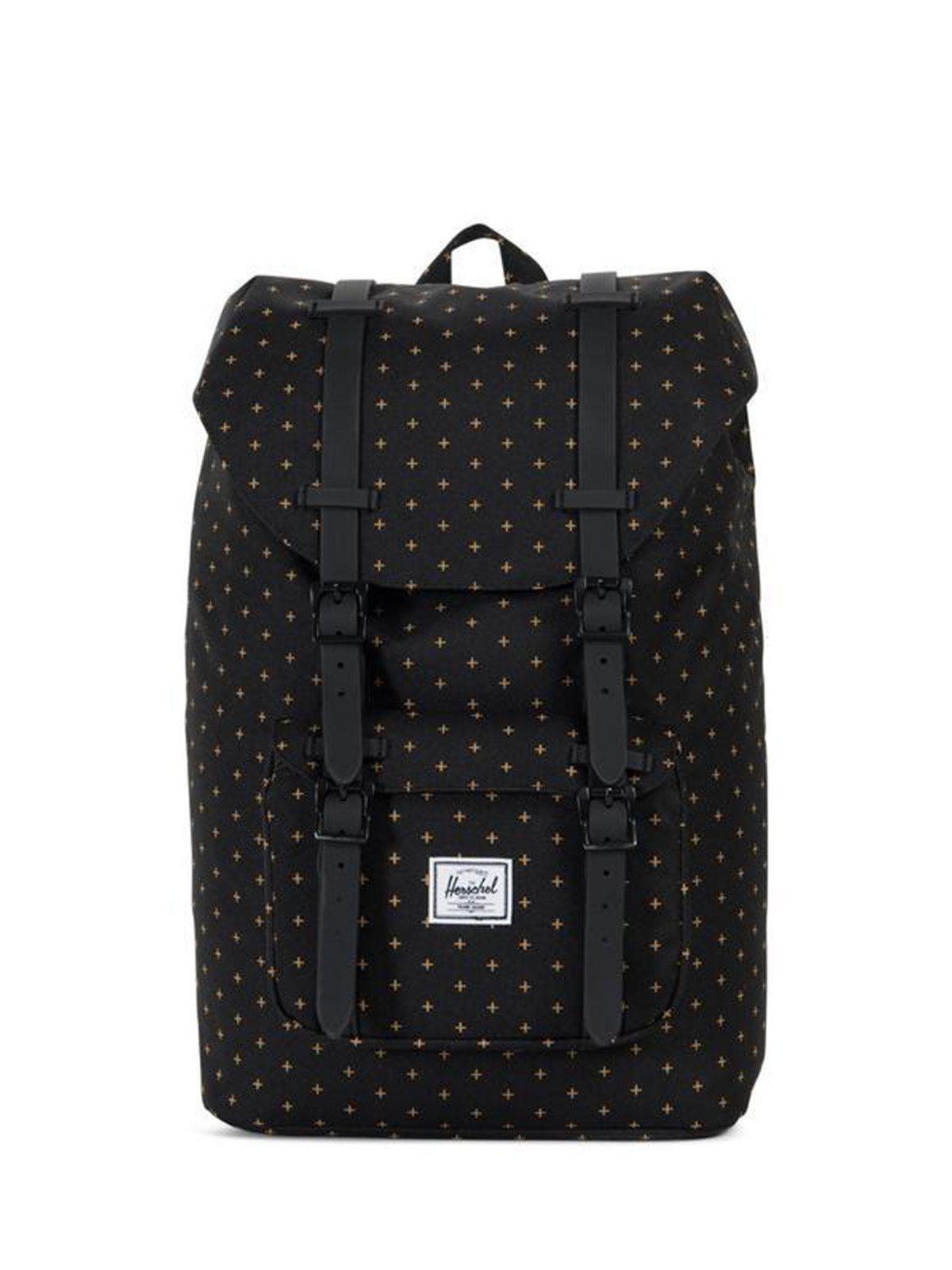 Herschel Little America Mid Backpack Black Grid Lock Gold 17L - MORE by Morello Indonesia