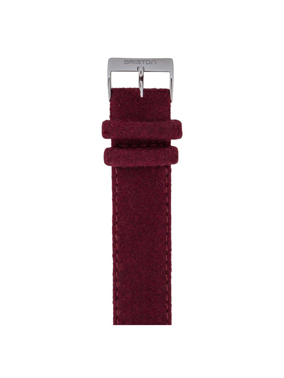 Briston Leather Flannel Strap Burgundy Polished Steel 20mm - MORE by Morello Indonesia