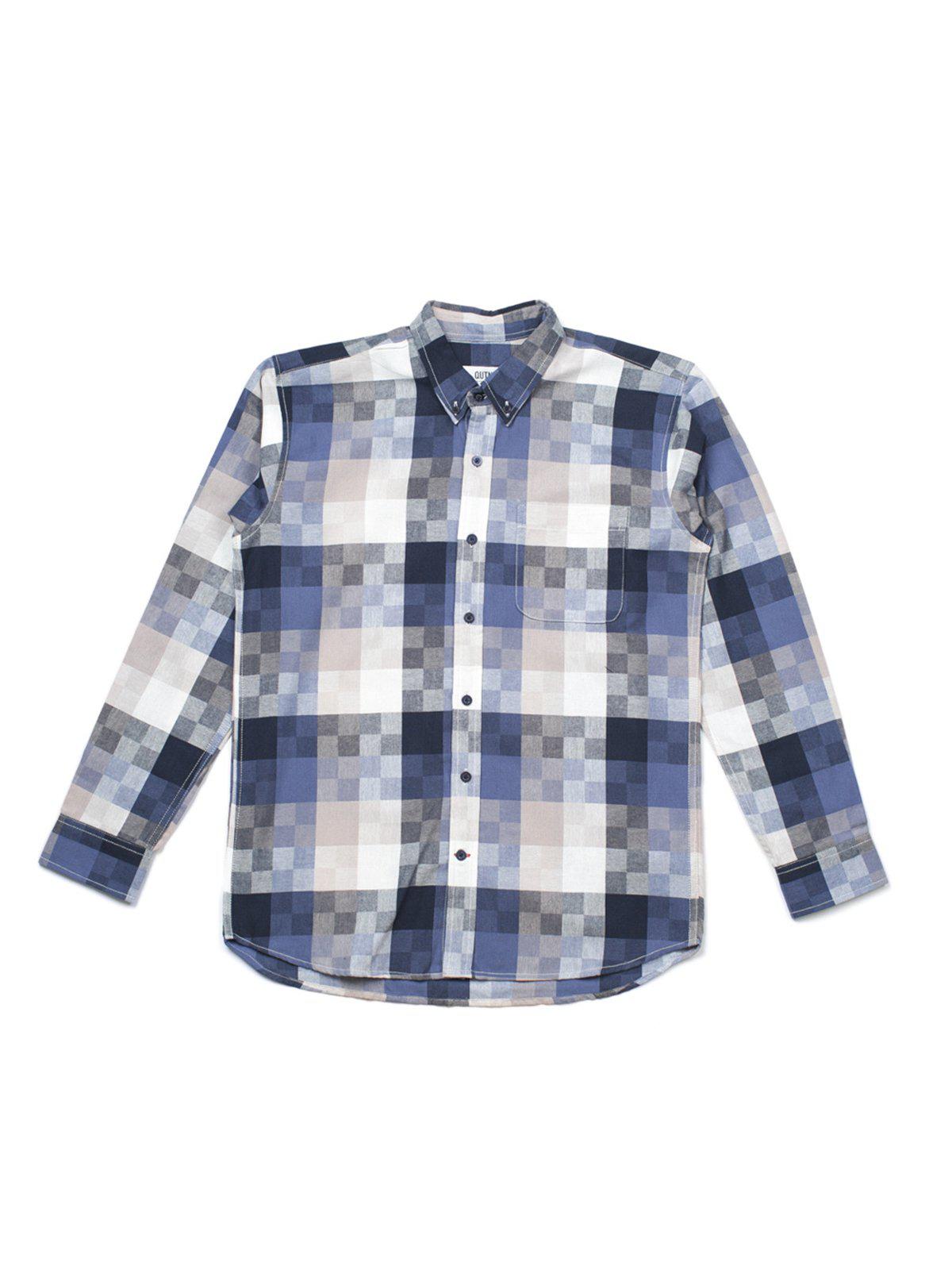 Qutn Button Down LS Crazy Square Oxford - MORE by Morello Indonesia