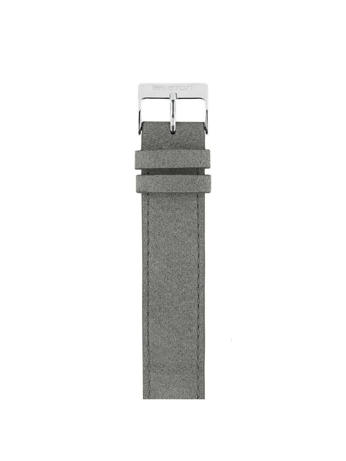 Briston Suede Strap Light Grey Polished Steel 18mm - MORE by Morello Indonesia
