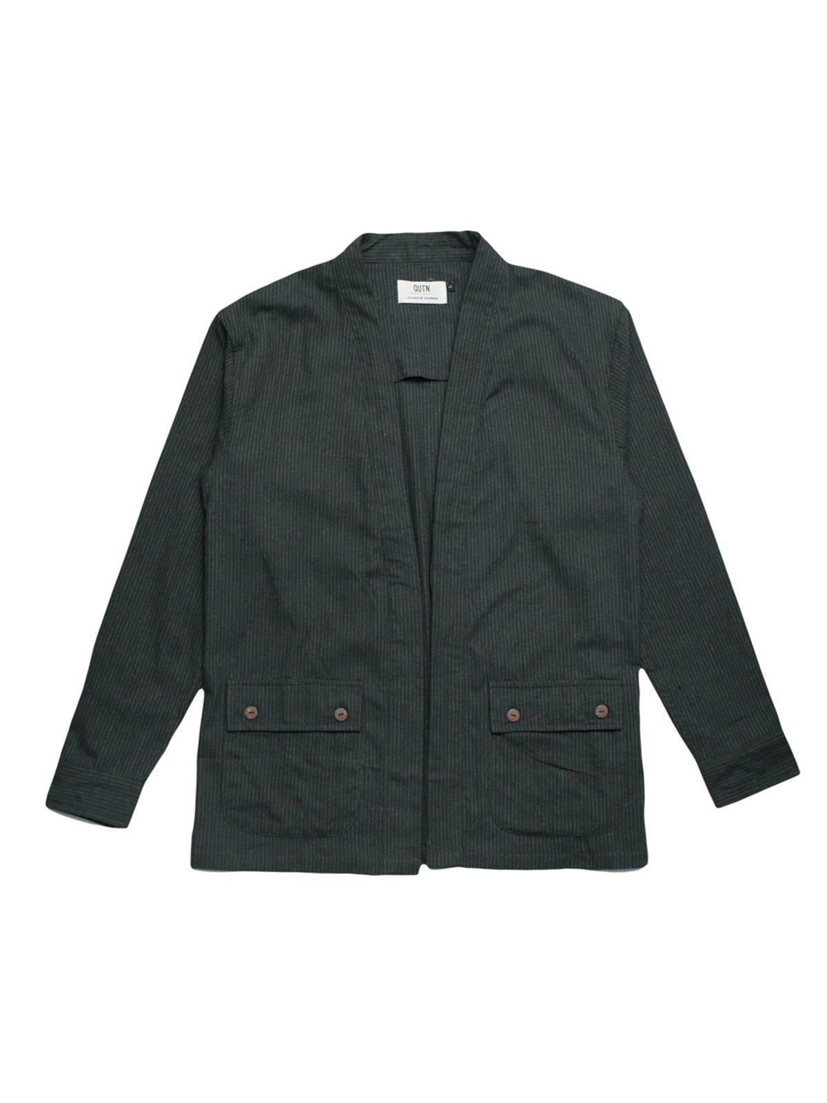 Qutn Throw On IV Olive Stripe Flannel - MORE by Morello Indonesia