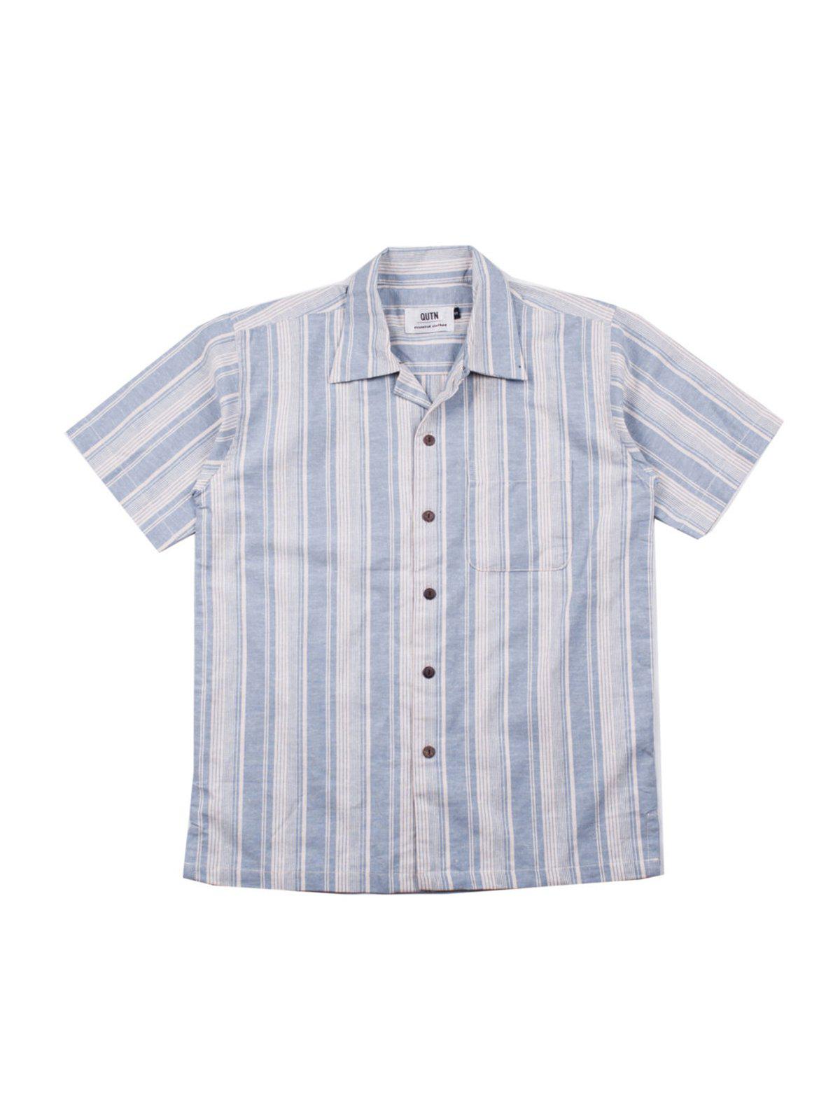 Qutn Button Down Weekend Shirt Sky Blue Stripes - MORE by Morello Indonesia