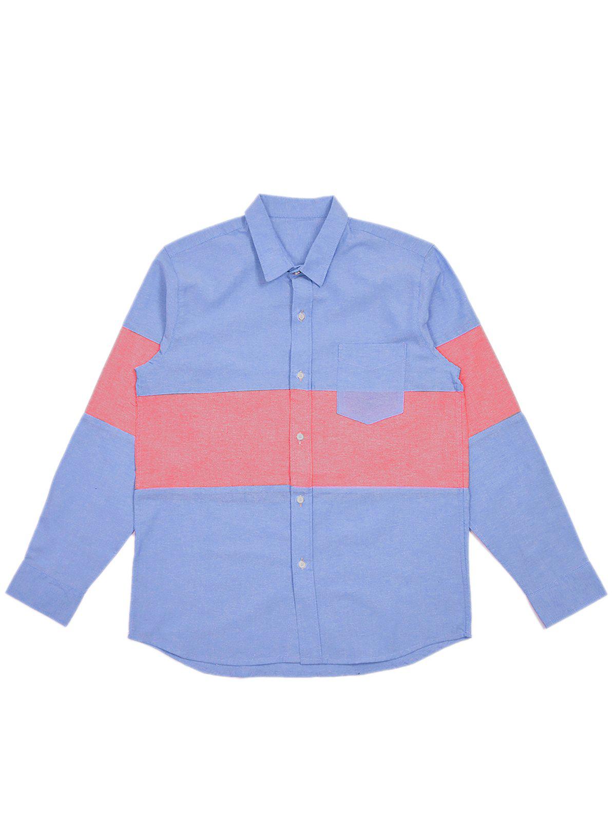 Jackhammer Oxford Panel Shirt Blue - MORE by Morello Indonesia
