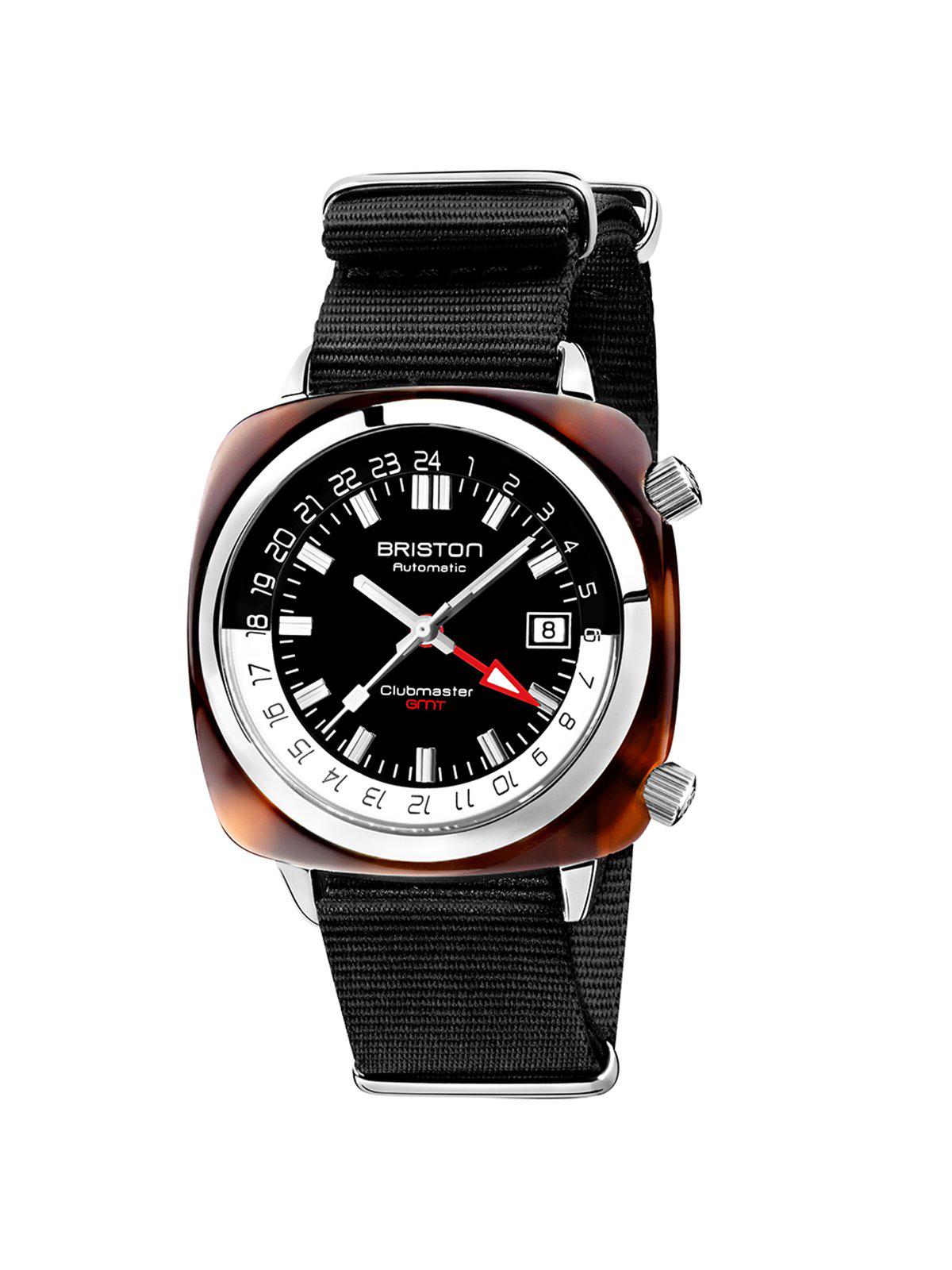 Briston Clubmaster GMT Traveler HMS Automatic Acetate Black Dial Black Nato Strap 42mm - MORE by Morello Indonesia