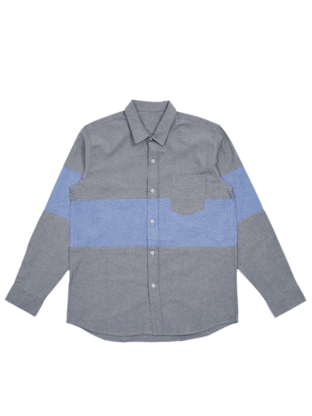Jackhammer Oxford Panel Shirt Grey - MORE by Morello Indonesia