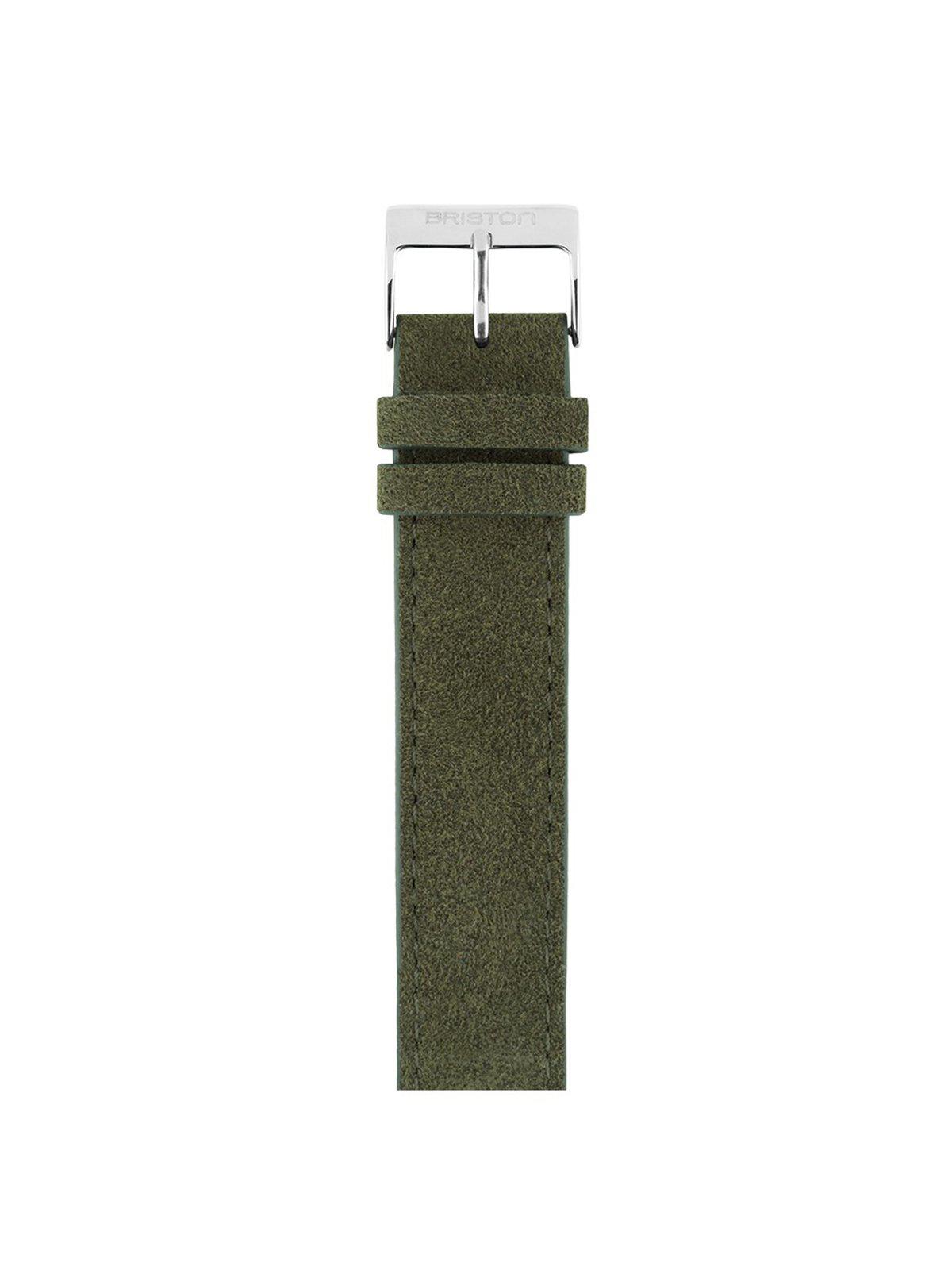Briston Suede Strap Green Polished Steel 18mm - MORE by Morello Indonesia