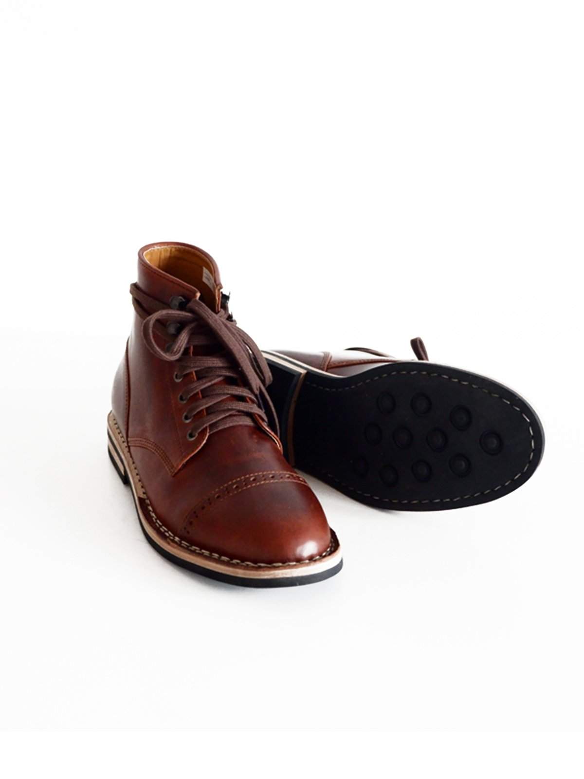 Chevalier Captoe Boots Brown Chromexcel Two Row Stitched - MORE by Morello Indonesia