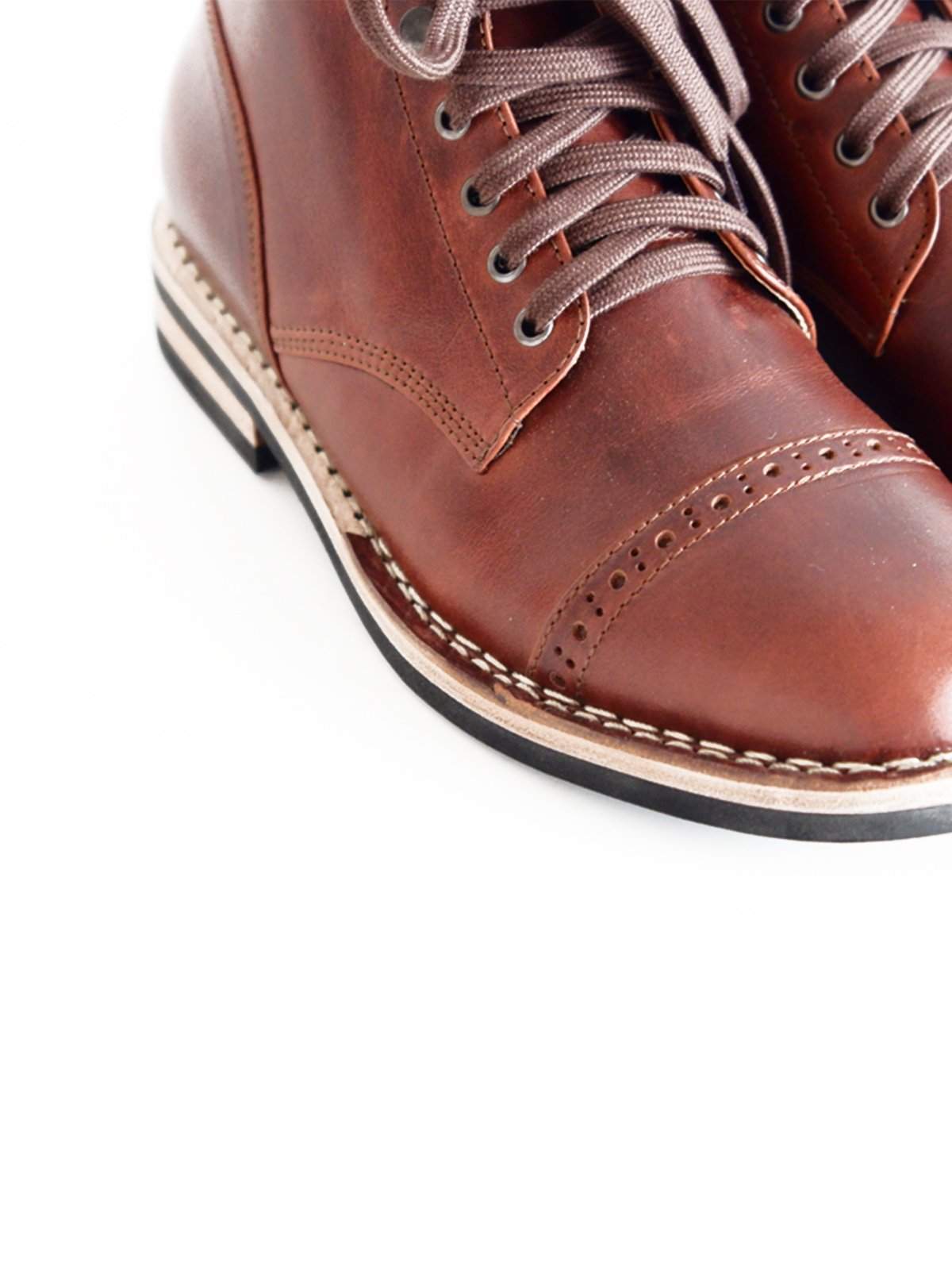 Chevalier Captoe Boots Brown Chromexcel Two Row Stitched - MORE by Morello Indonesia