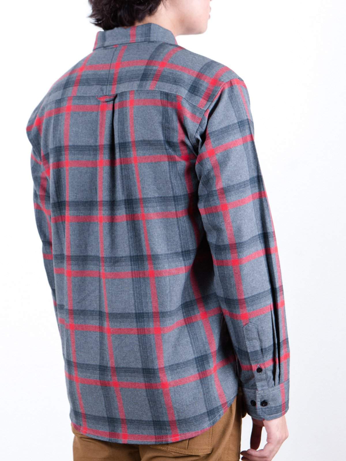 Qutn Button Down LS Grey Red Flannel Shirt - MORE by Morello Indonesia