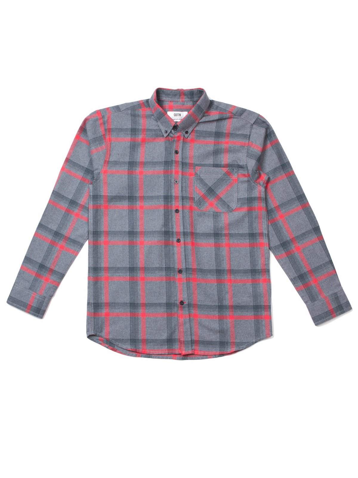 Qutn Button Down LS Grey Red Flannel Shirt - MORE by Morello Indonesia